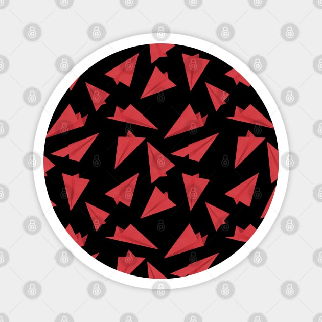 Paper Planes Pattern Black and Red Magnet by DrawingEggen